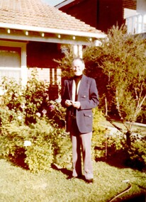 Photograph, John Reaburn outside his home, 92 Belford Road, Kew