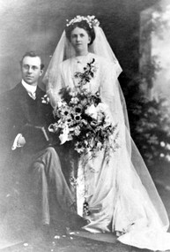 Photograph, Mr Joseph Sutton Crow and his wife Jessie (nee Temby) at their marriage in 1910