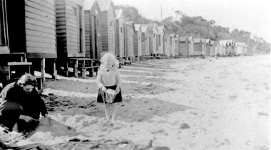 Photograph, Beatrice Mary Stalker, later Mrs Howard Breedon Everard, at the beach, 1930s