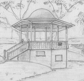 Digital photo, Original indian ink sketch of Rotunda by Alan J Holt at Surrey Hills garden