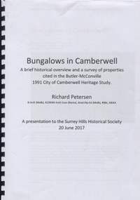 Book, Bungalows in Camberwell, 20 June 2017