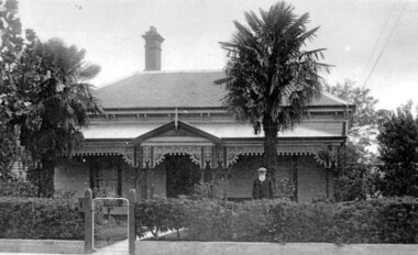 Photograph, Richard Bate at his home 'Camelford', 7 Norris Street, Surrey Hills (demolished)