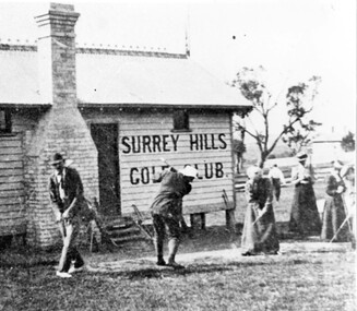 Photograph, Surrey Hills Golf Club clubhouse and players