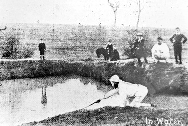Photograph, Surrey Hills Golf Club water hazard, 1895, 1895