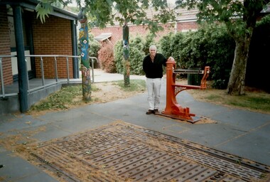 Photograph, Geoffrey Armitstead at the site of his grandfather's woodyard, Union Road, Surrey Hills, 2002 (1), 2002