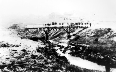 Photograph, Opening of the footbridge across Back Creek, 1936