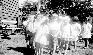Photograph, Miss Win Jacobs Kindergarten at Wyclif Church Surrey Hills in 1940s