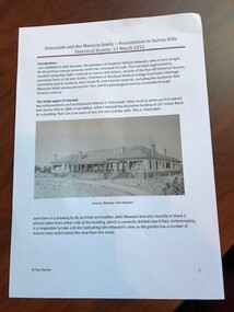 Vertical file, Frederick WiIliam Mawson of Surrey Hills, his family and descendants