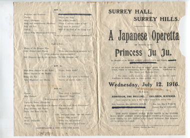 Work on paper - Ephemera, Theatre program - Princess Ju Ju, 12/07/1916