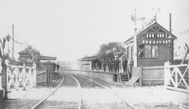 Photograph, Surrey Hills railway station on Empire Day in 1909