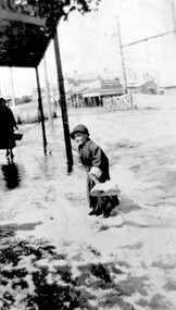 Photograph, Arthur Lyons in Union Road after a hail storm, 1924, 1924