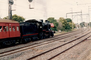 Photograph, J515 Steam train leaving Chatham station towards Surrey Hills, c1991