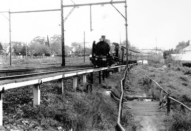 Photograph, Loco N 468 at Surrey Hills on Railfan Tour to Healesville for the Australia Railway Enthusiasts Group, 1 October 1966