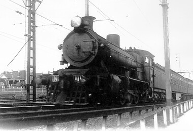Photograph, Loco N 111 at Surrey Hills - an excursion train to Warburton, c1938