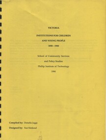 Book, Victoria -- Institutions for children and young people, 1850-1980, 1990