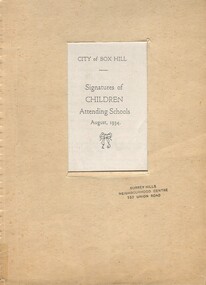 Book, Signatures of children attending schools: August 1934, 1934