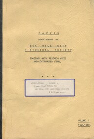 Book, Papers read before the Box Hill Historical Society: together with research notes and contributed items, Vol. I 1964-68, 1968