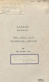 Book, Papers read before the Box Hill Historical Society: together with research notes and contributed items, Vol. II 1969-71, 1972