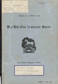 Book, Papers read before the Box Hill City Historical Society and some research notes Vol. IV 1974 - 1975, 1975