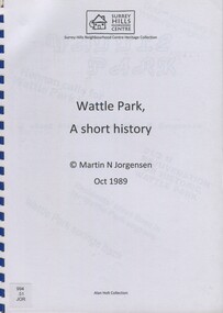 Book, Wattle Park: a short history, Oct-89