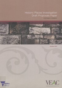 Book, Historic Places Investigation Draft Proposals Paper, 2015