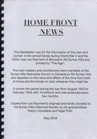 Newletters, Home Front News, May 2018