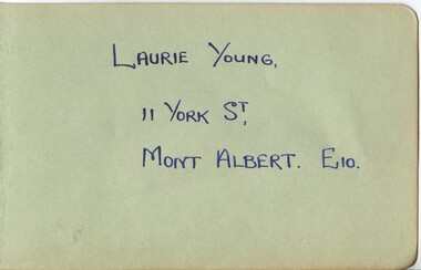 Laurie Young's autograph book pages, c1957