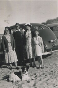 Photograph, Lily Vipond Mair with family and friends at the beach, c1936