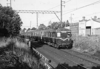 Unknown - Digital photo, George L Coop, Harris train at Mont Albert railway station c 1964, c1964