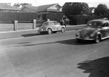 Digital photo, George L Coop, Redex trial on Whitehorse Road, Mont Albert, 1953, 1953