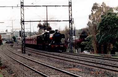 Photograph, J515 Steam train leaving Chatham station towards Surrey Hills in c1991, 1991
