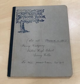 Note book, Fanny Wridgway's nature study note book, 1907-1908