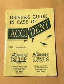 Booklet - Advertising booklet, Driver's guide in case of accident, c1991