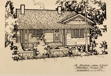 Drawing - Architectural drawing, 18 Arundel Crescent, Surrey Hills by Margaret Picken, 1989