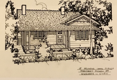 Drawing - Architectural drawing, 18 Arundel Crescent, Surrey Hills by Margaret Picken, 1989, 1989