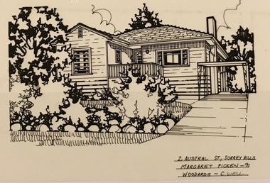 Drawing - Architectural drawing, 2 Austral Street, Surrey Hills by Margaret Picken, 1991, 1989