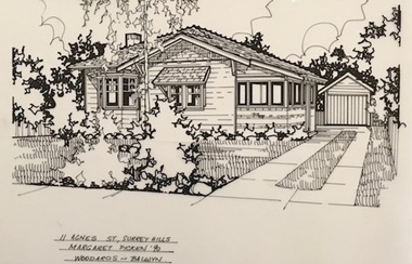 Drawing - Architectural drawing, 11 Agnes Street, Surrey Hills by Margaret Picken, 1990