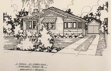 Drawing - Architectural drawing, 11 Agnes Street, Surrey Hills by Margaret Picken, 1990, 1990