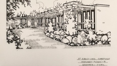 Drawing - Architectural drawing, 37 Albany Crescent, Surrey Hills by Margaret Picken, 1991, 1990