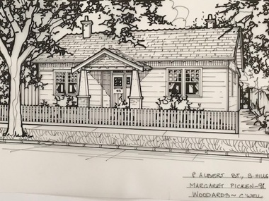 Drawing - Architectural drawing, 4 Albert Street, Surrey Hills by Margaret Picken, 1990, 1990