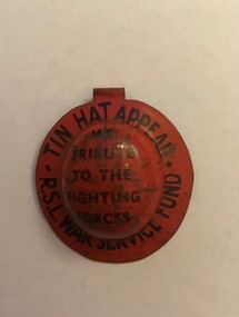 Badge - WW2 fundraising badge, Tin hat badge, 1940s