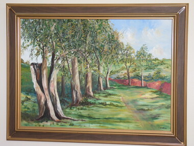 Painting, F Disch, Trees in a landscape
