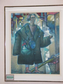 Painting - Gouache on pape, Le Van Tai, Clothes, Food and Peace, March 1984