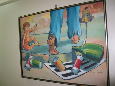 Acrylic on board, Sculpture, Pino Calati, Roadside Drain