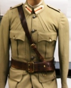 Soldiers jacket with belt and shoulder strap