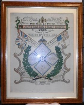 Framed artwork listing names of soldiers