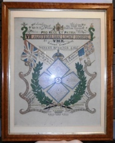 Framed artwork listing names of soldiers