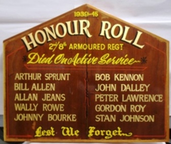 Honour Board, 1947 circa