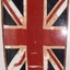 Two very old flags in a wooden case.