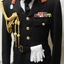 Army officers dress uniform with coloured medals and cords